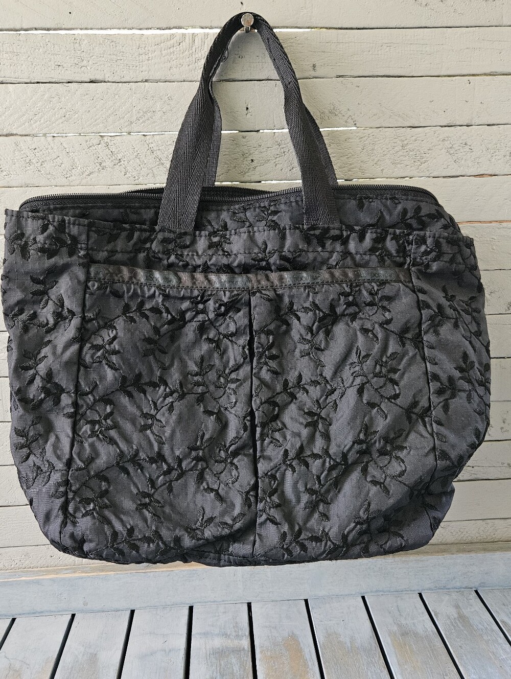 LESPORTSAC Embroidered Small Totebag Black